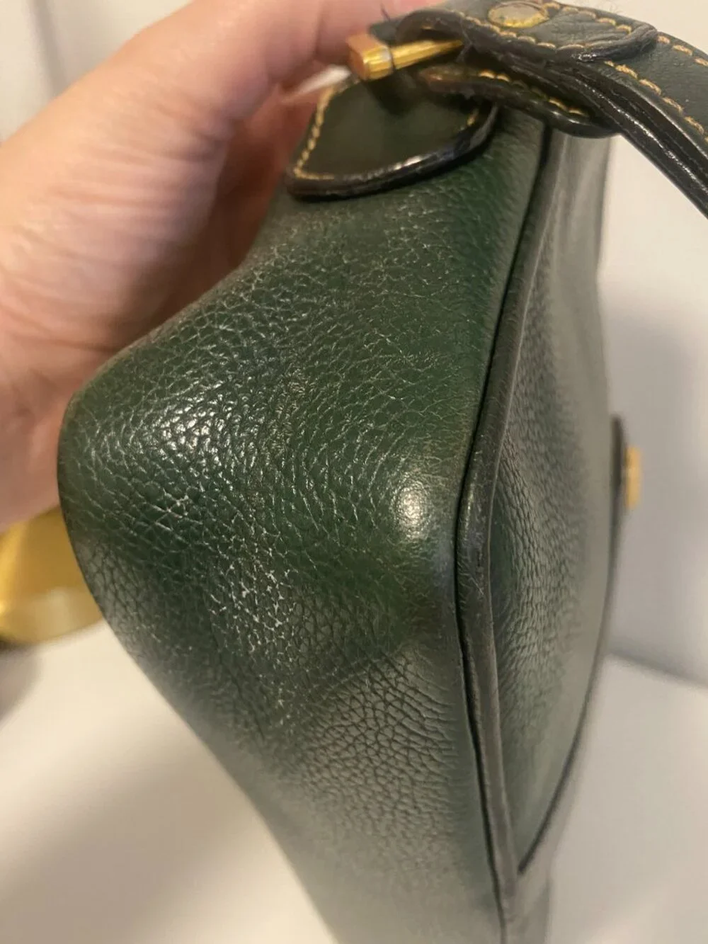 Dunhill Green Leather Clutch Bag Vintage Zip Top Organizer Travel Pouch/Wrislet - Picture 9 of 16